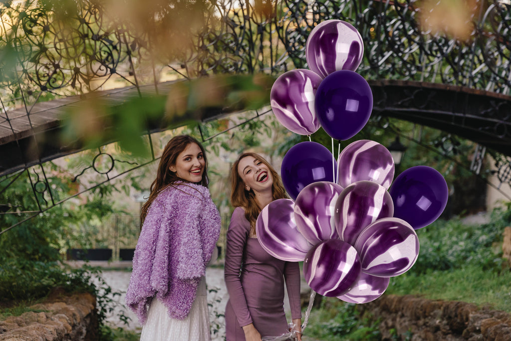 Purple Marble Balloons - 12 Inch Latex Balloons