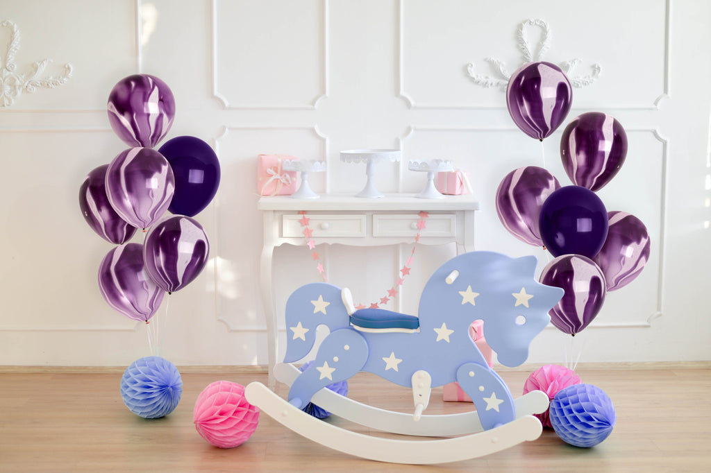 Purple Marble Balloons - 12 Inch Latex Balloons