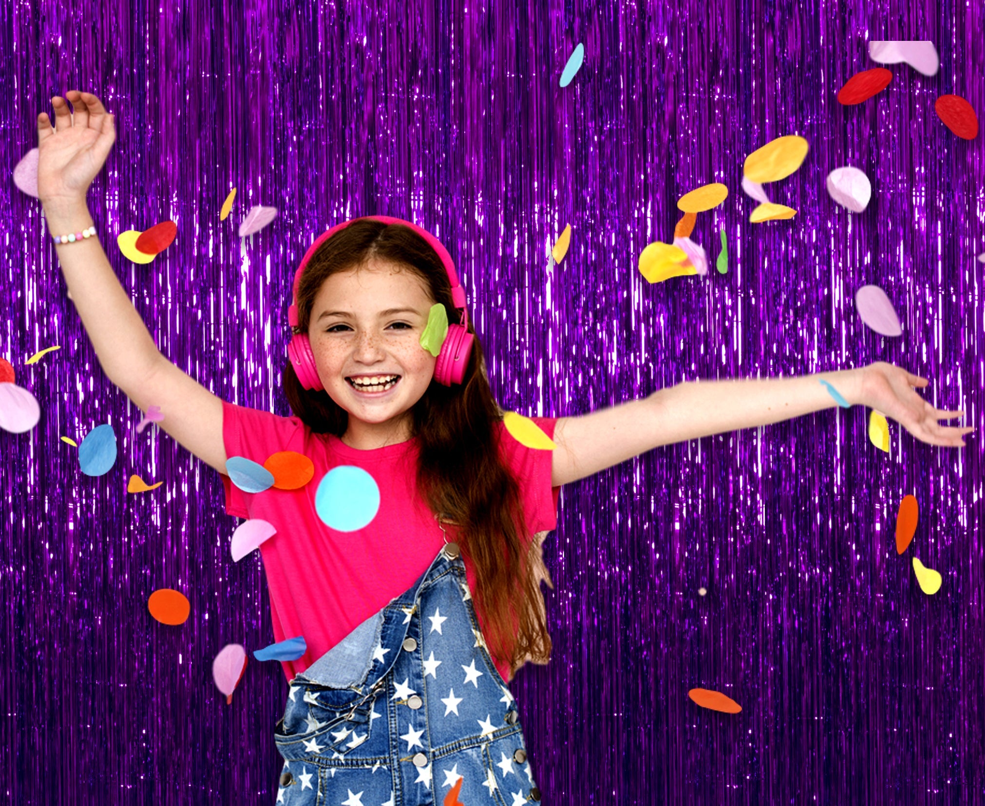 Purple Foil Fringe Curtain - 3ft x 8ft Tinsel Curtain