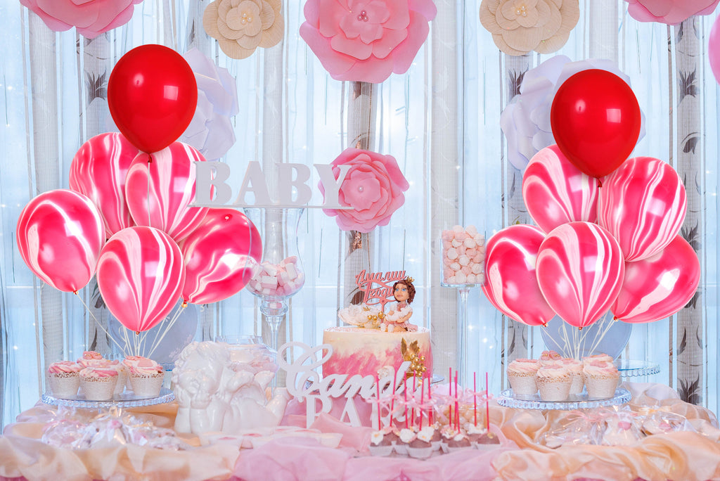 Red Marble Balloons - 12 Inch Latex Balloons