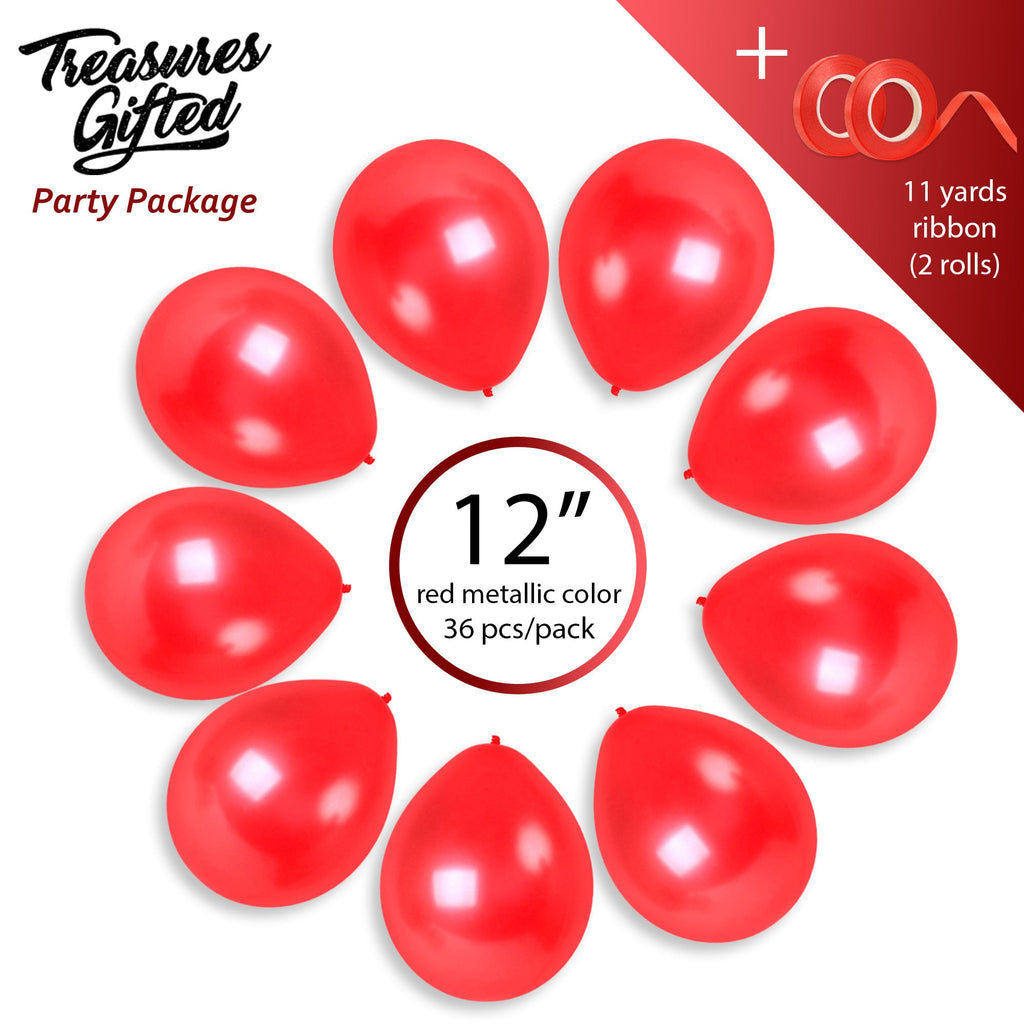 Pearlescent Red Balloons - 12 Inch Latex Balloons