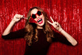 Red Foil Fringe Curtain - 3ft x 8ft Tinsel Curtain