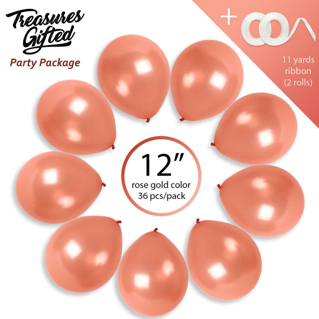 Pearlescent Rose Gold Balloons - 12 Inch Latex Balloons