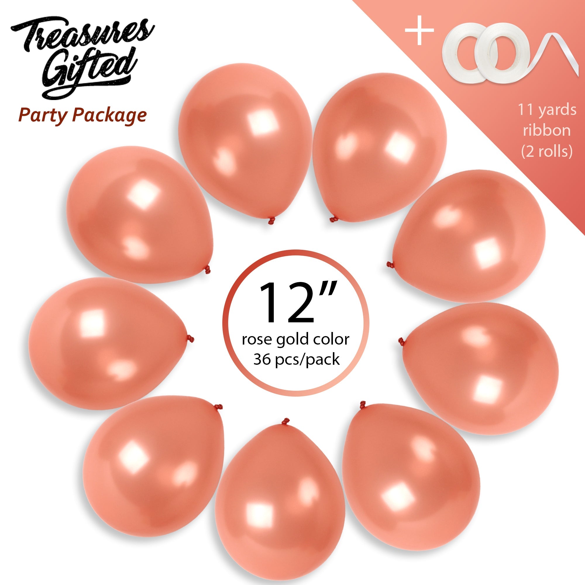 Pearlescent Rose Gold Balloons - 12 Inch Latex Balloons