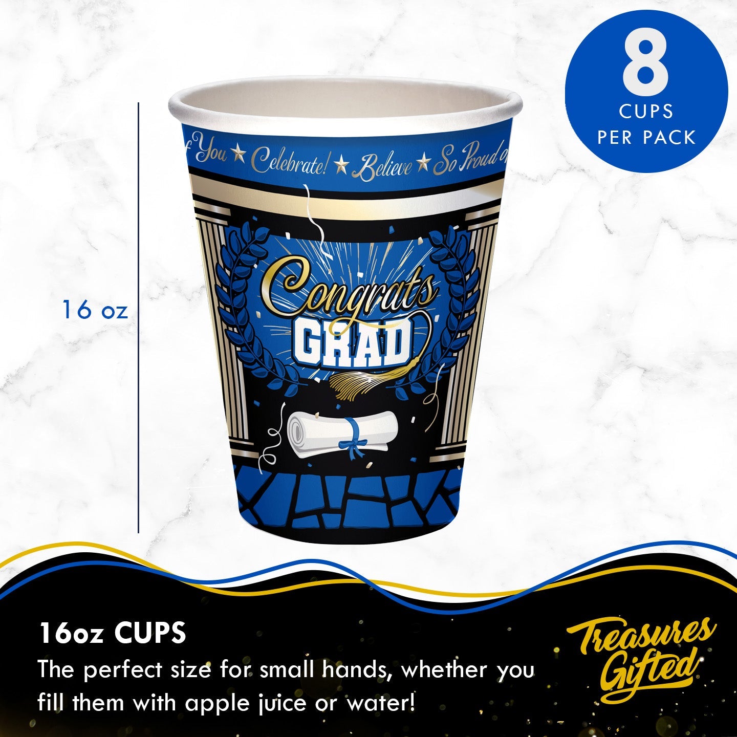 Blue Graduation Cups - Blue Graduation Party Supplies
