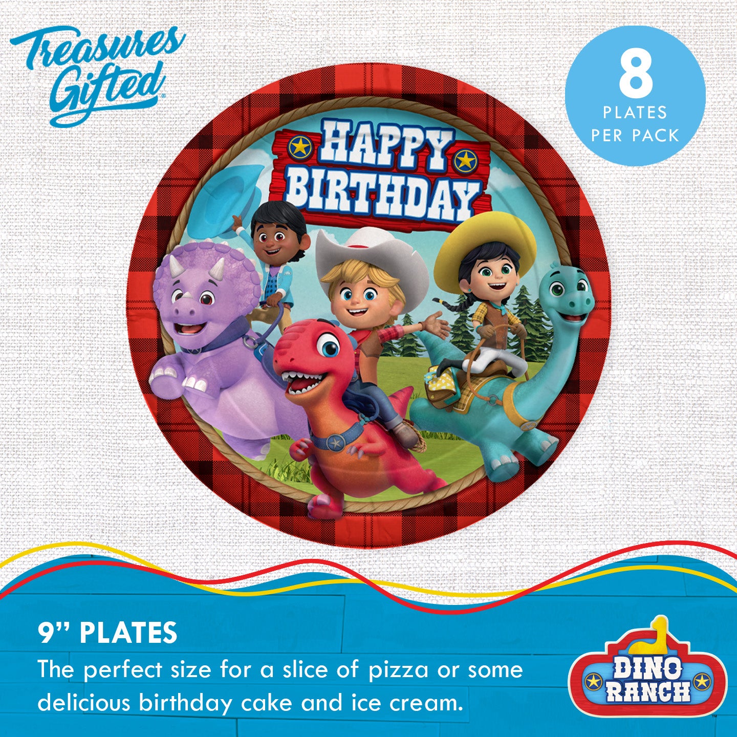 Dino Ranch Party Supplies - Dinner Plates