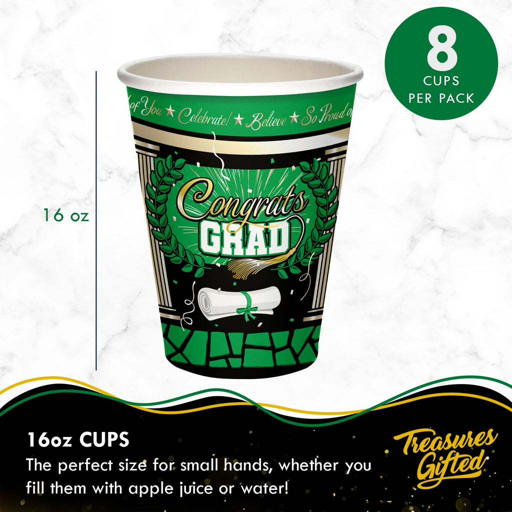 Green Graduation Cups - Green Graduation Party Supplies