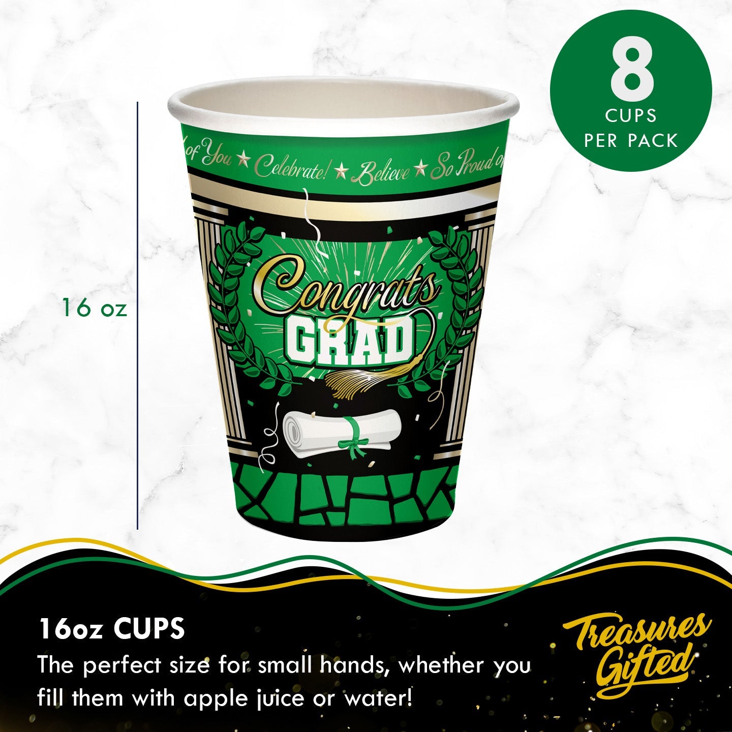 Green Graduation Cups - Green Graduation Party Supplies