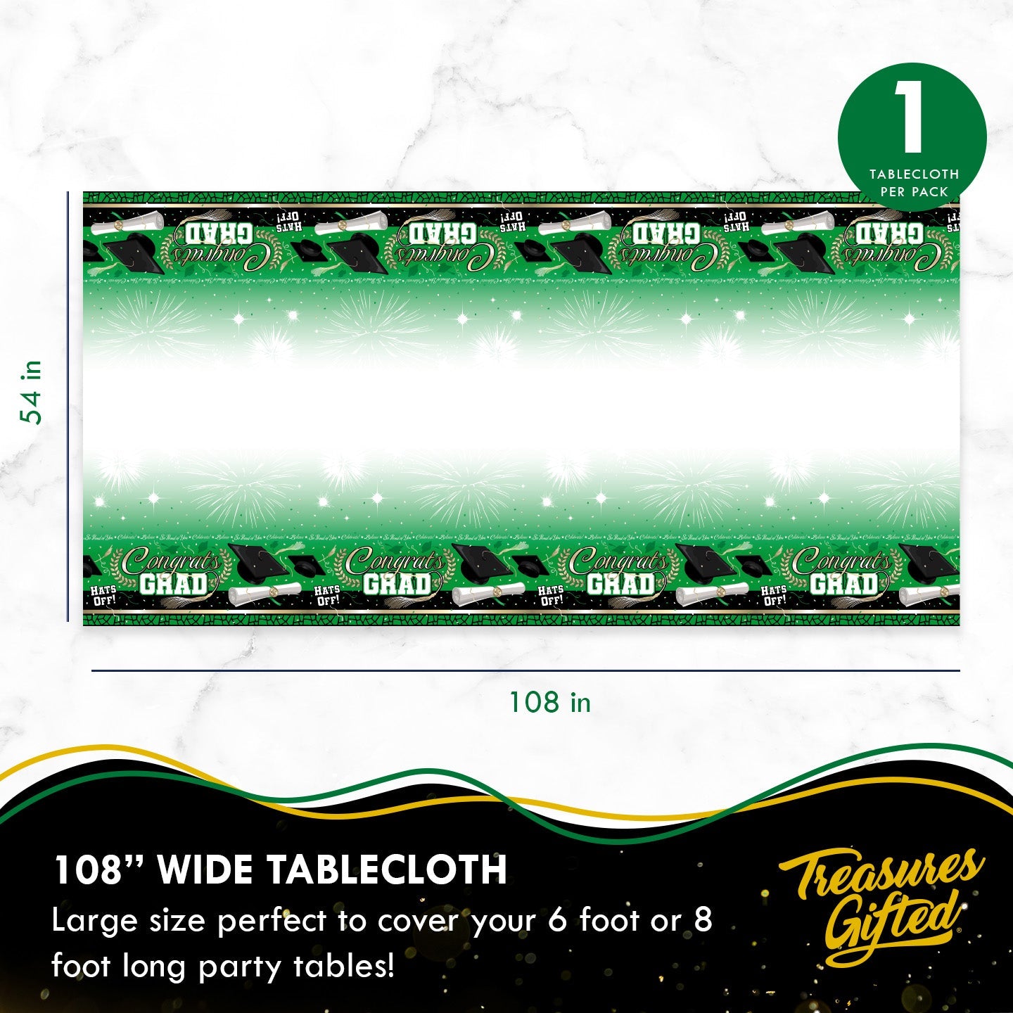 Green Graduation Tablecloth - Green Graduation Party Supplies