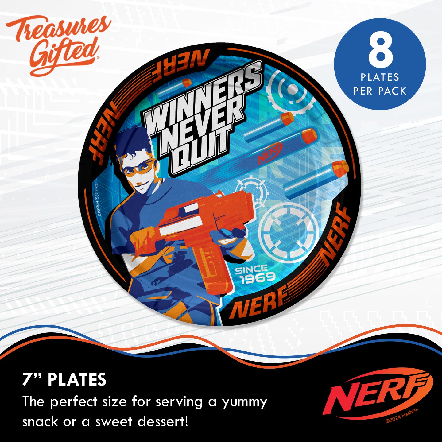 Nerf Plates 7in - Nerf Party Supplies