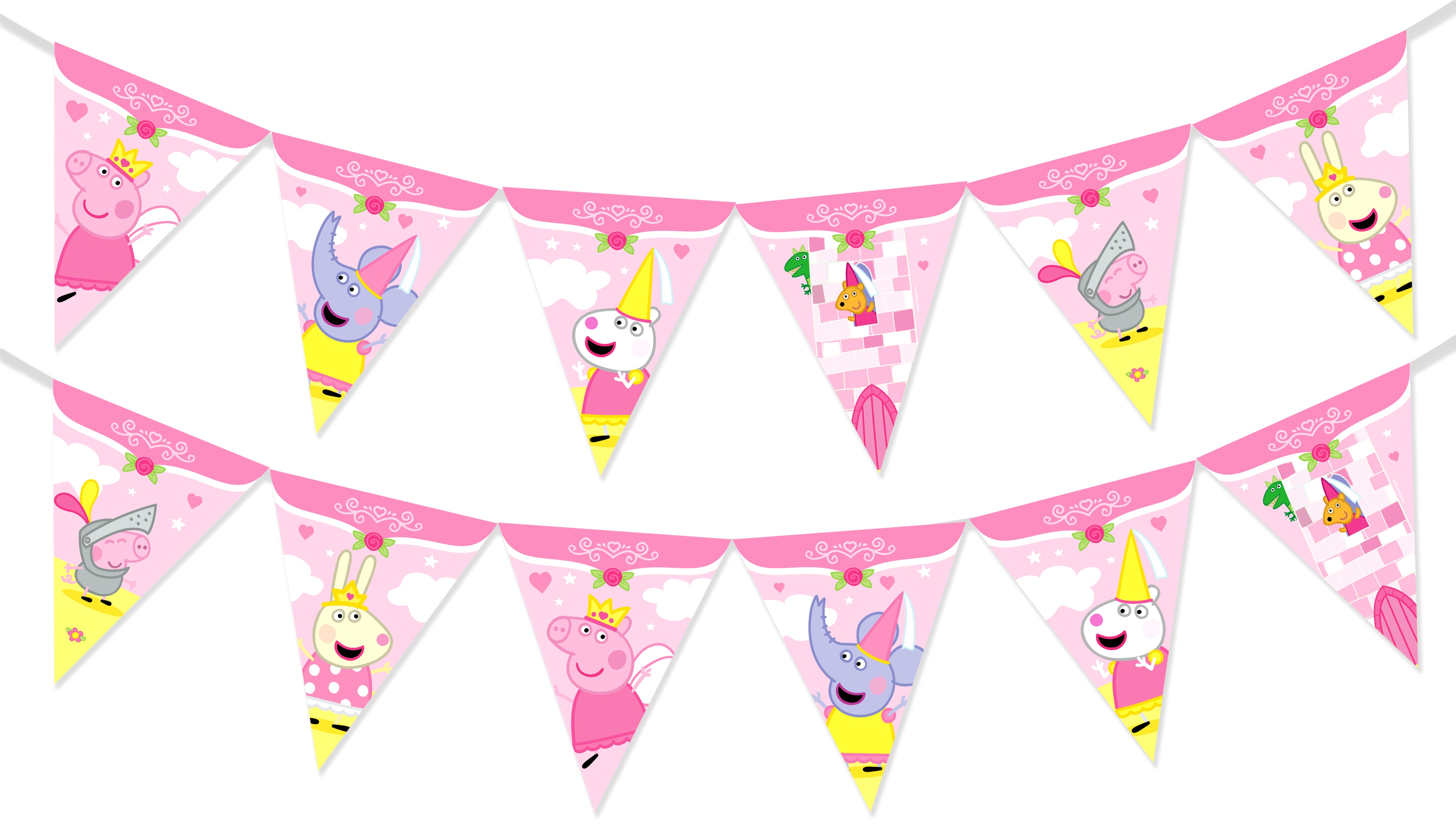 Princess Peppa Pig Banner Pennant - Princess Peppa Pig Party Supplies