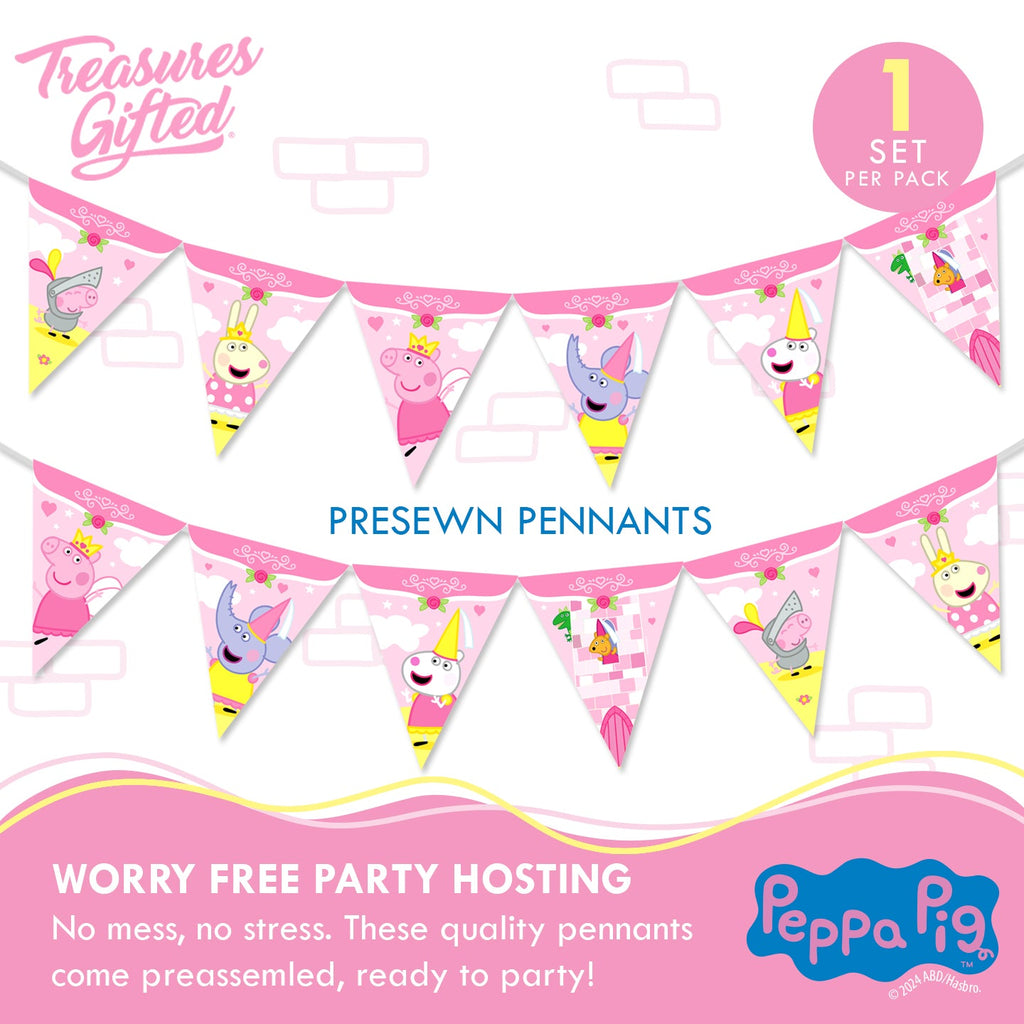 Princess Peppa Pig Banner Pennant - Princess Peppa Pig Party Supplies