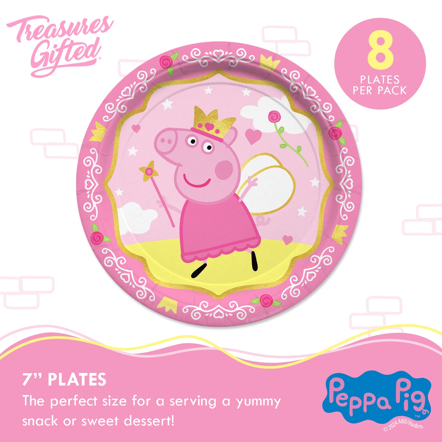 Princess Peppa Pig Plates 7in - Princess Peppa Pig Party Supplies