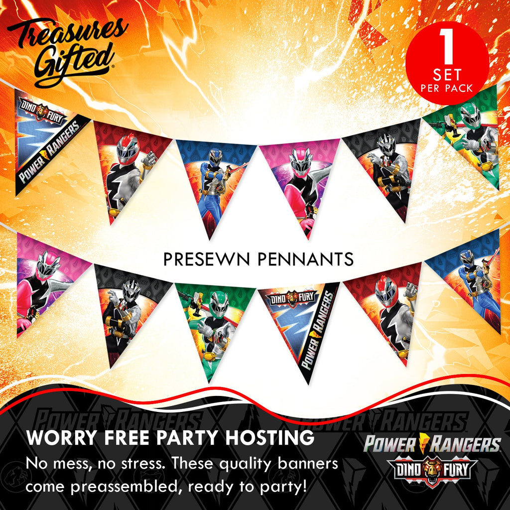 Power Rangers Birthday Banner Pennant - Power Rangers Party Supplies