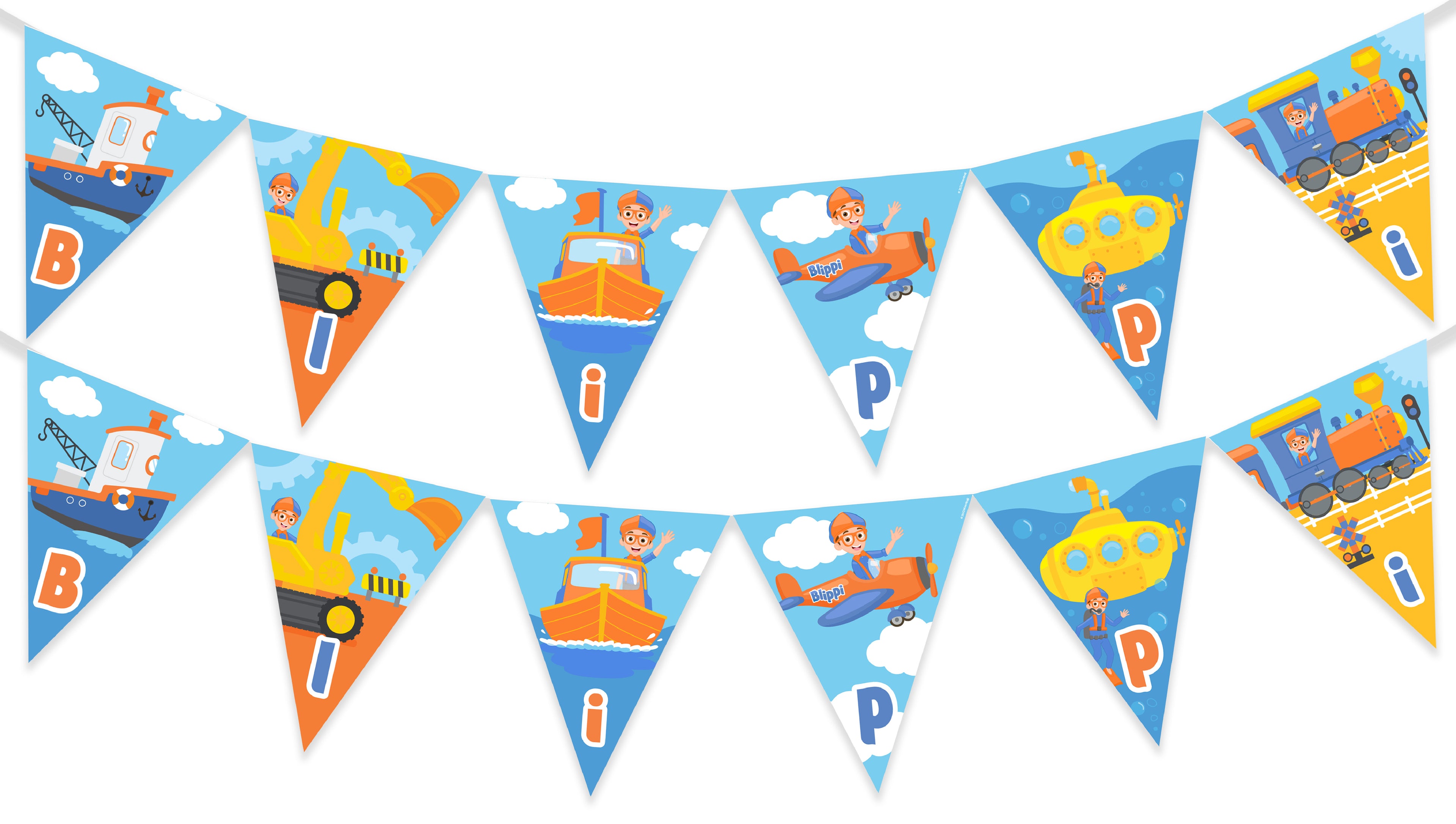Blippi Birthday Banner Pennant Vehicle - Blippi Party Supplies