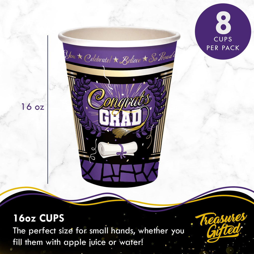 Purple Graduation Cups - Purple Graduation Party Supplies