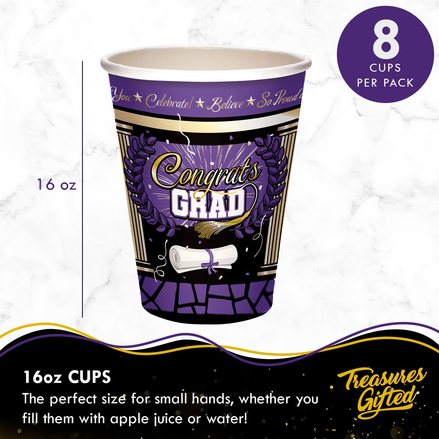 Purple Graduation Cups - Purple Graduation Party Supplies