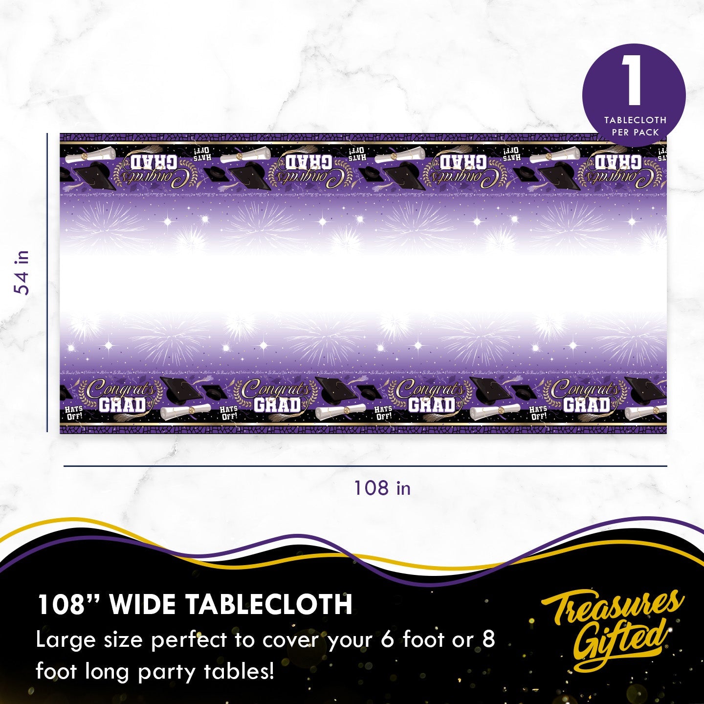 Purple Graduation Tablecloth - Purple Graduation Party Supplies