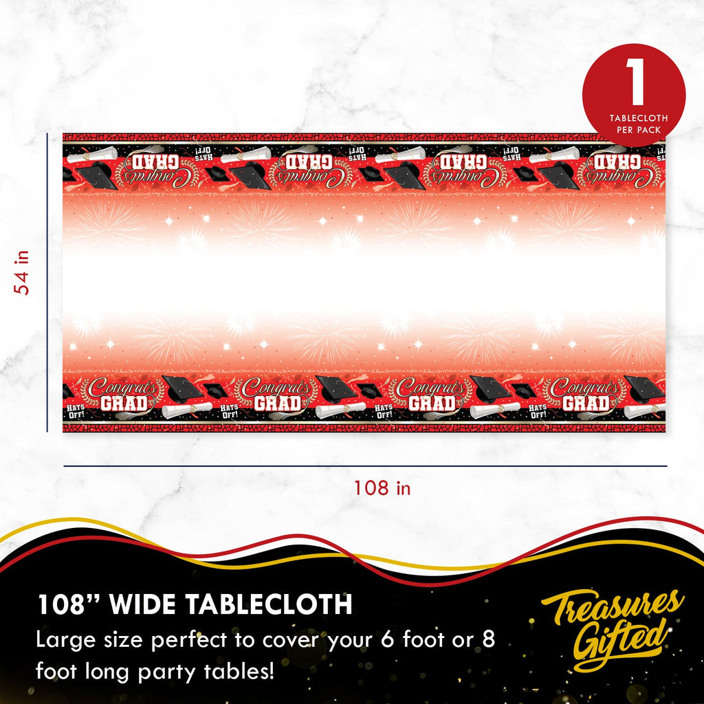 Red Graduation Tablecloth - Red Graduation Party Supplies