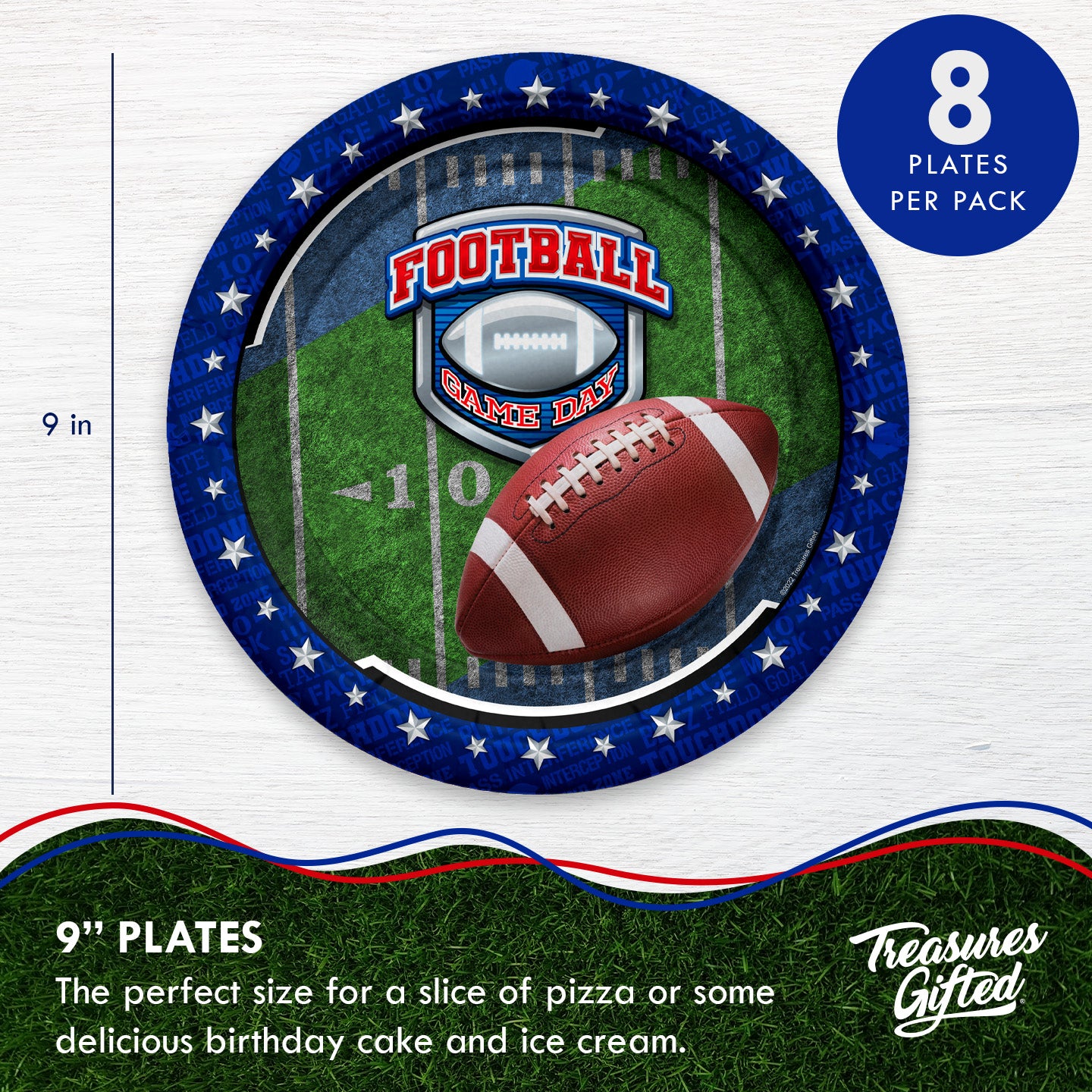 Football Plates 9in - Football Birthday Party Supplies