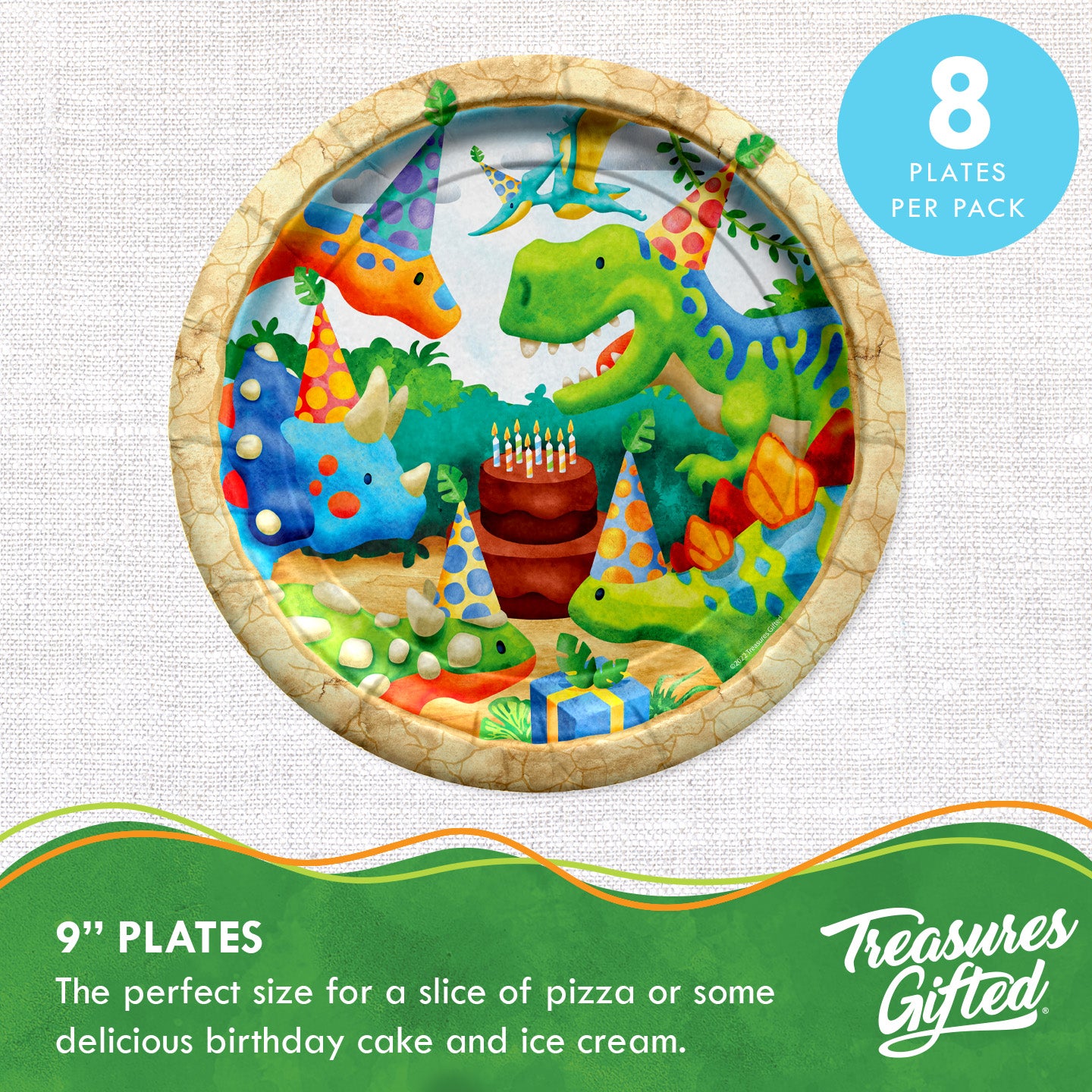 Dinosaur Plates 9in - Dinosaur Party Supplies