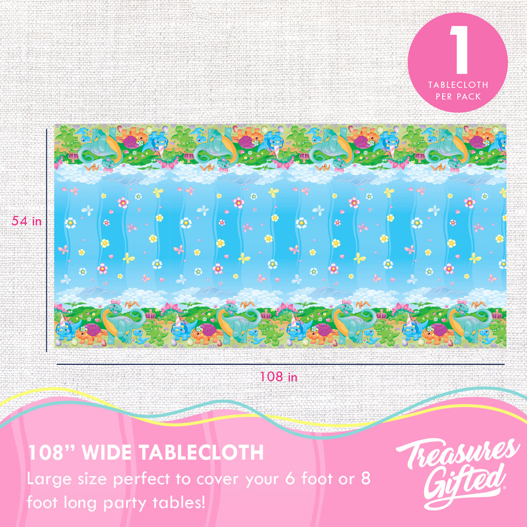 Girl Dinosaur Tablecloth - Girl Dinosaur Party Supplies