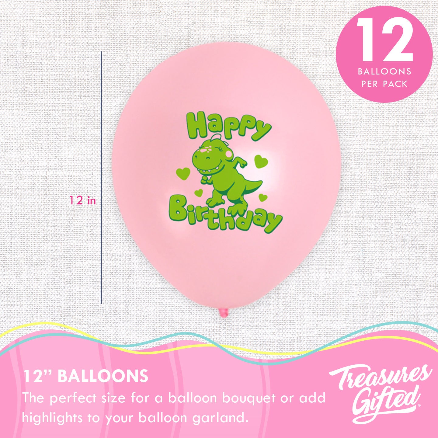 Girl Dinosaur Balloon Bouquet - Girl Dinosaur Party Supplies