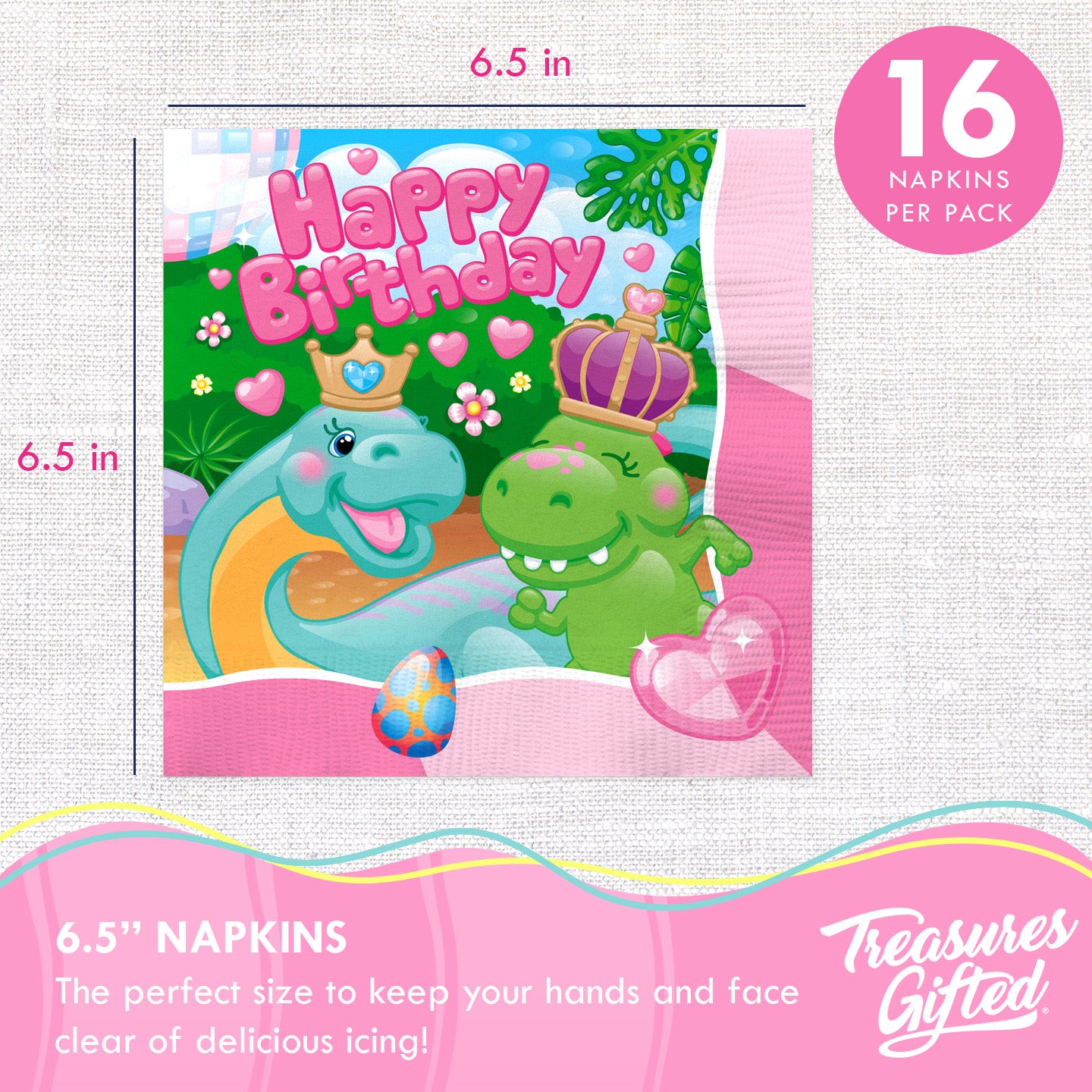 Girl Dinosaur Napkins - Girl Dinosaur Party Supplies