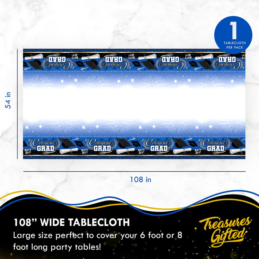 Blue Graduation Tablecloth - Blue Graduation Party Supplies