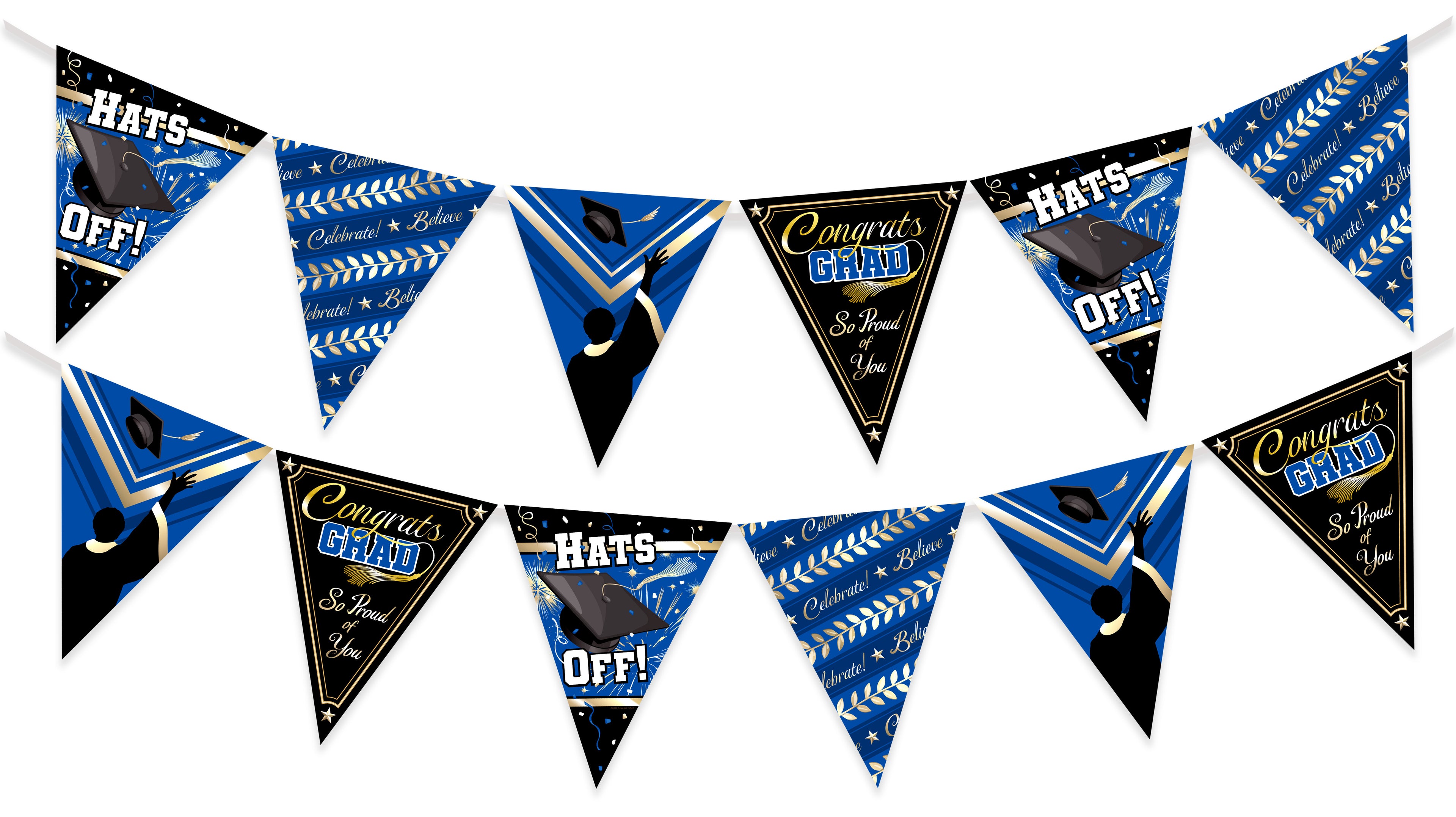 Blue Graduation Banner Pennant - Blue Graduation Party Decorations