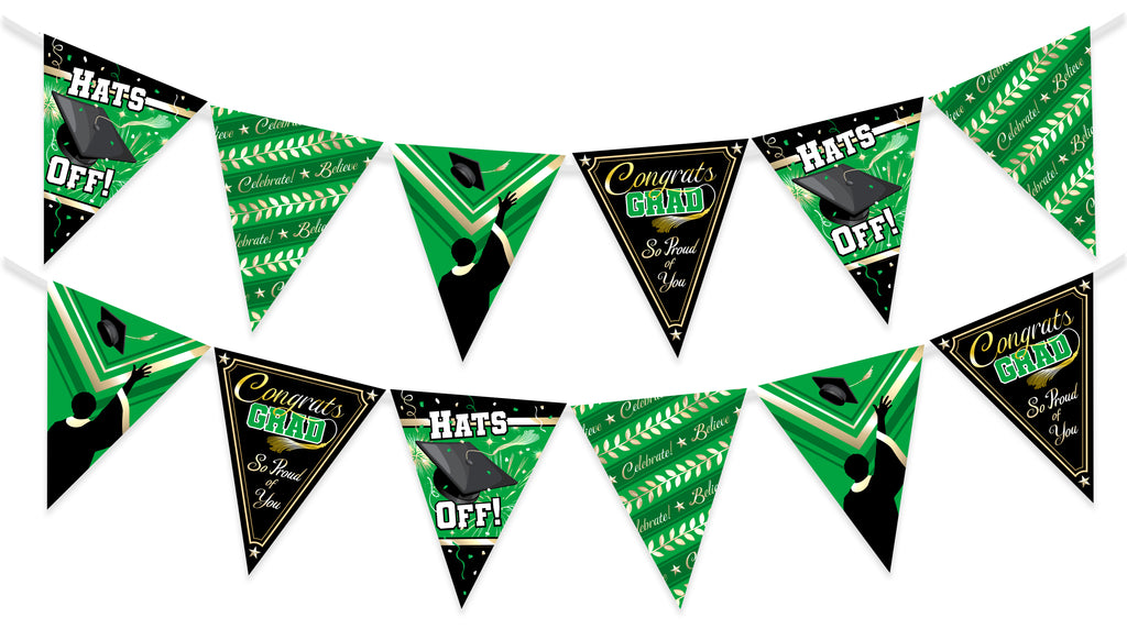 Green Graduation Banner Pennant - Green Graduation Party Decorations