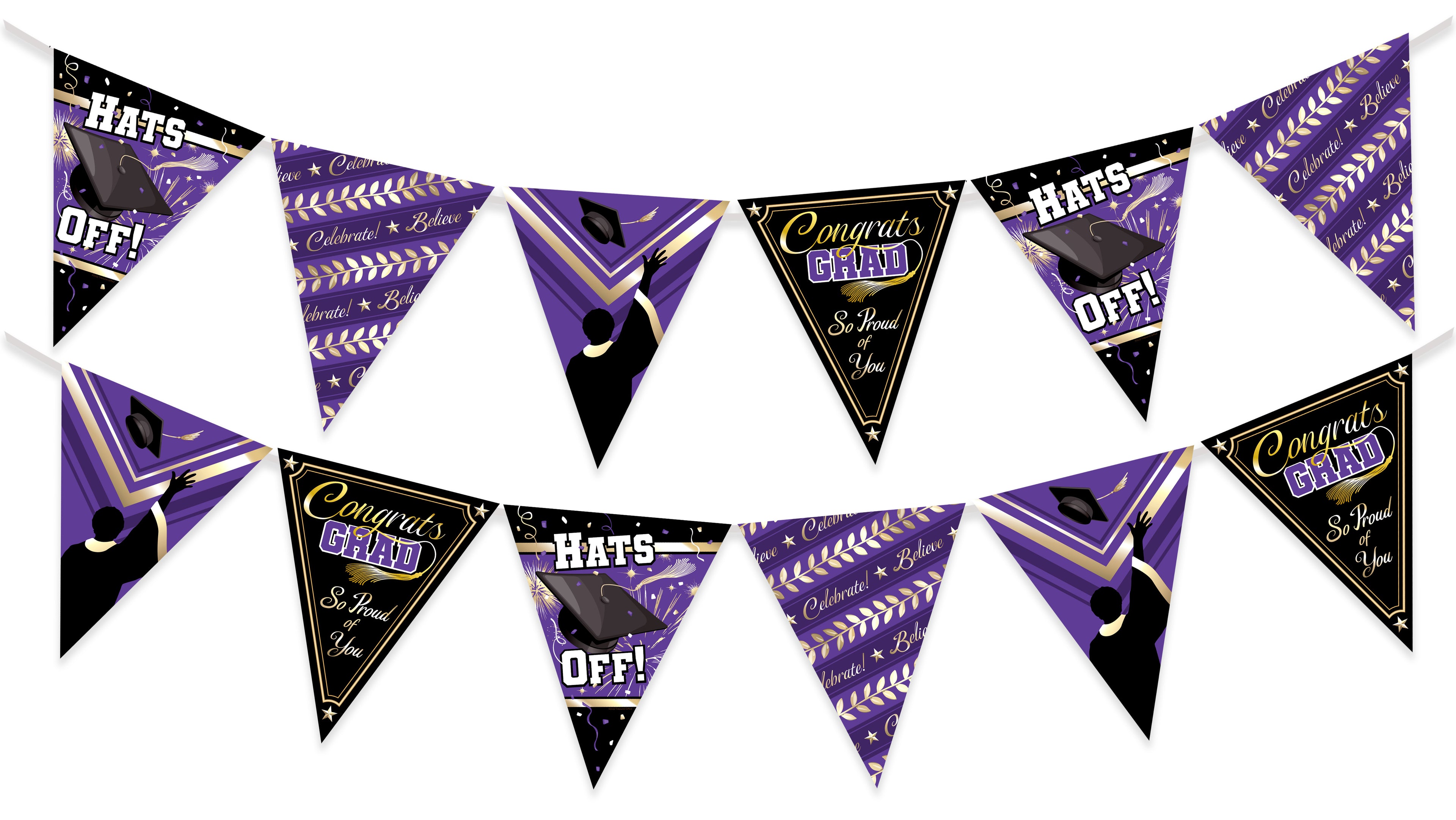 Purple Graduation Banner Pennant - Purple Graduation Party Decorations