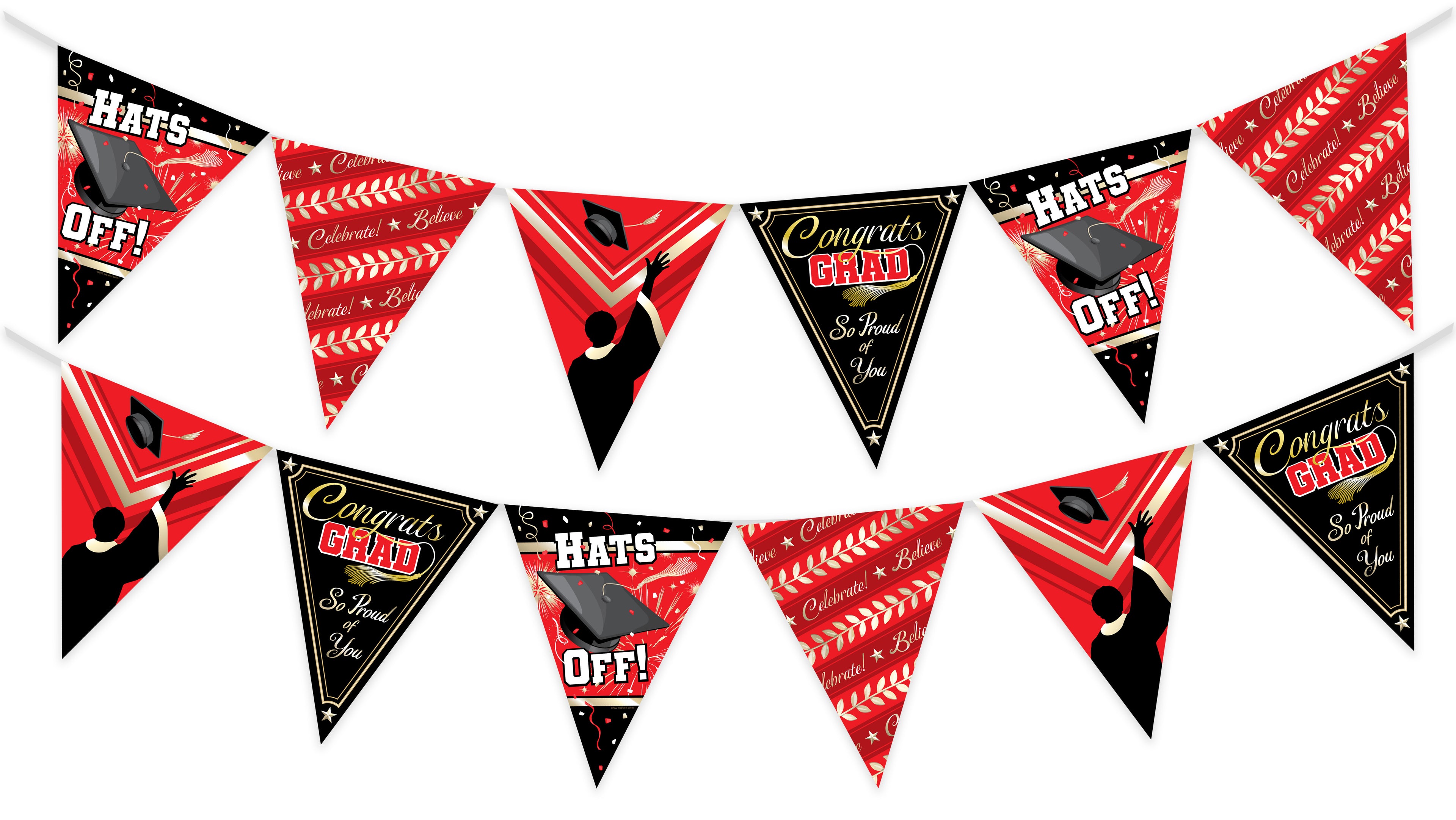 Red Graduation Banner Pennant - Red Graduation Party Decorations