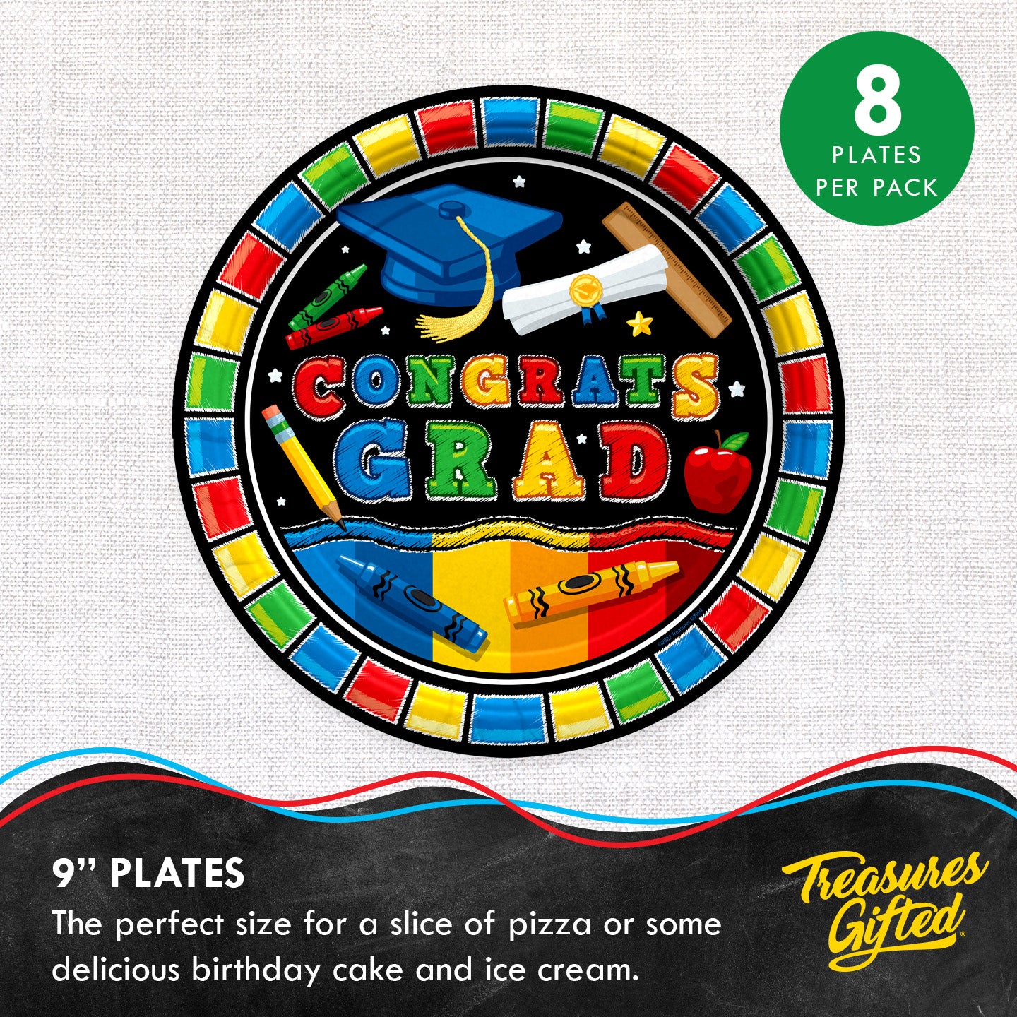 Kindergarten Graduation Plates 9in - Kindergarten Graduation Party Decorations