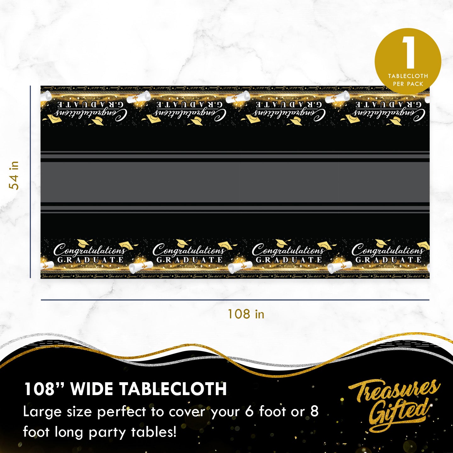 Gold Graduation Tablecloth - Gold Graduation Party Supplies