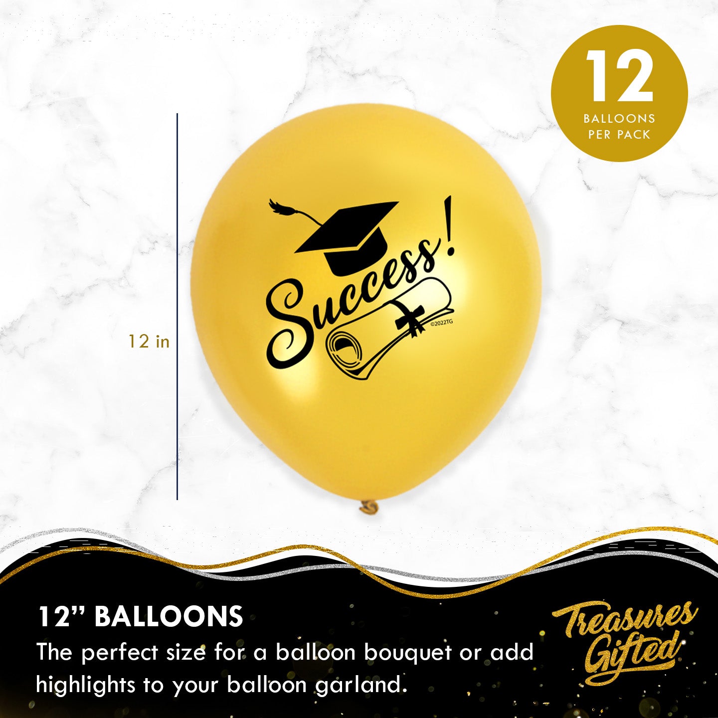 Gold Graduation Balloon Bouquet - Gold Graduation Party Supplies