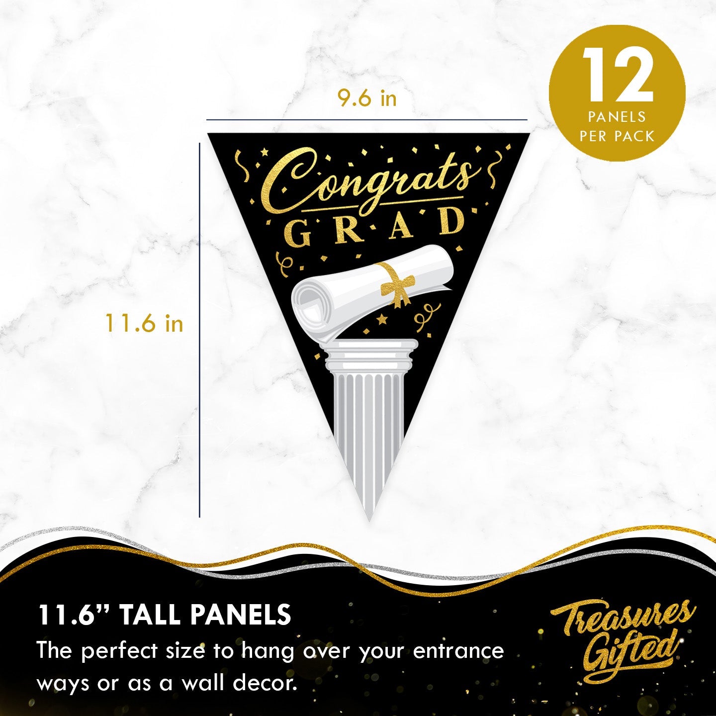Gold Graduation Banner Pennant - Black and Gold Graduation Party Decorations