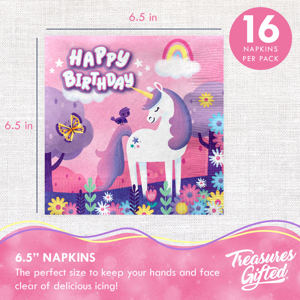 Unicorn Napkins - Rainbow Unicorn Party Supplies
