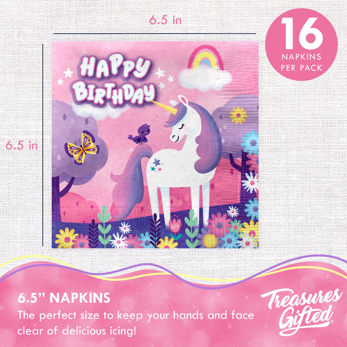 Unicorn Napkins - Rainbow Unicorn Party Supplies