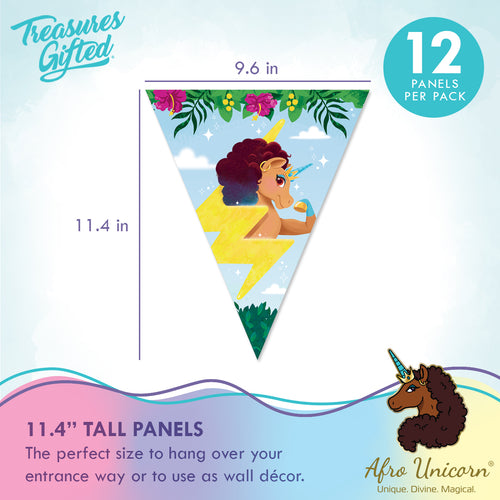 Afro Unicorn Birthday Banner Pennant - Afro Unicorn Party Decorations
