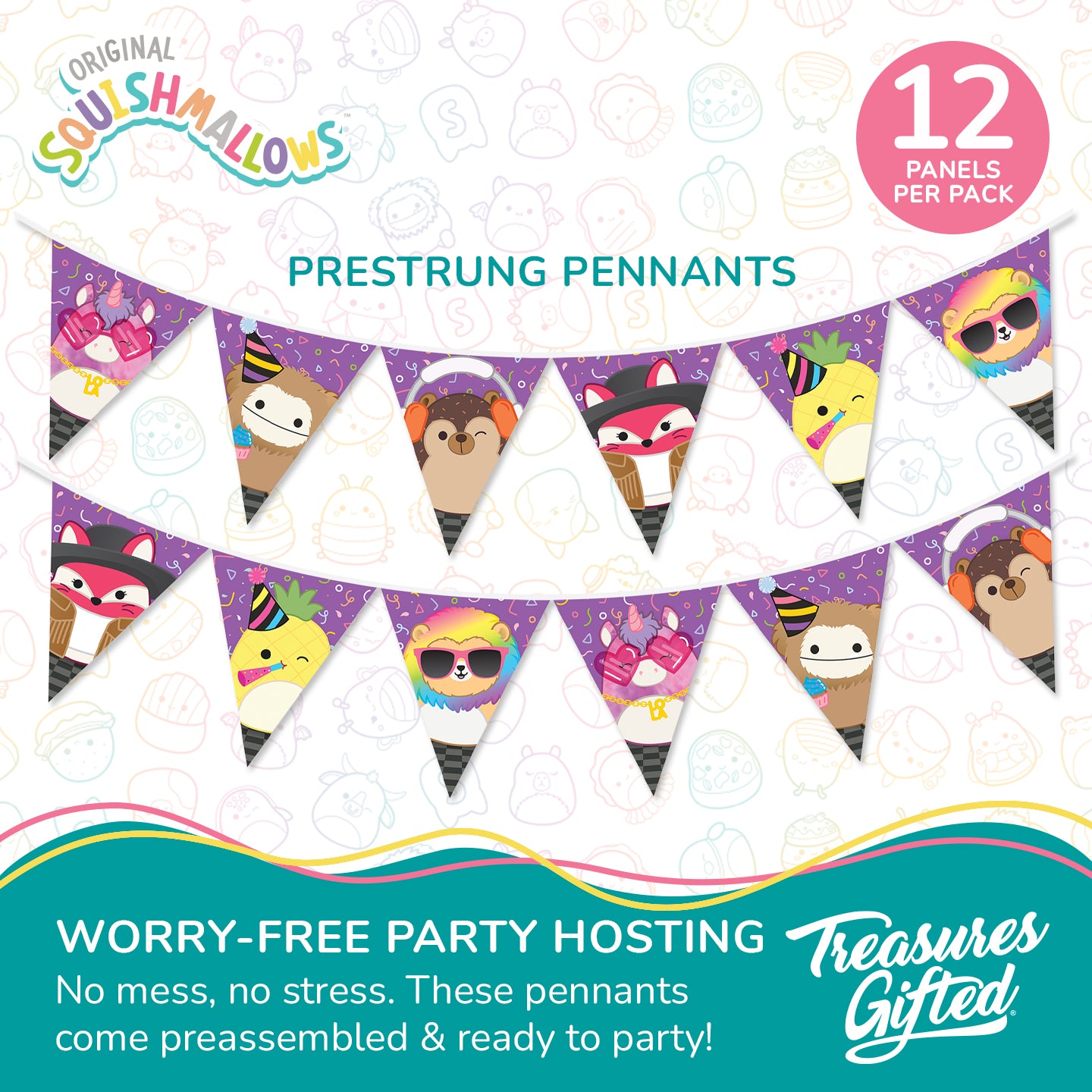 Club Squishmallows Birthday Banner Pennant - Club Squishmallows Party Decorations