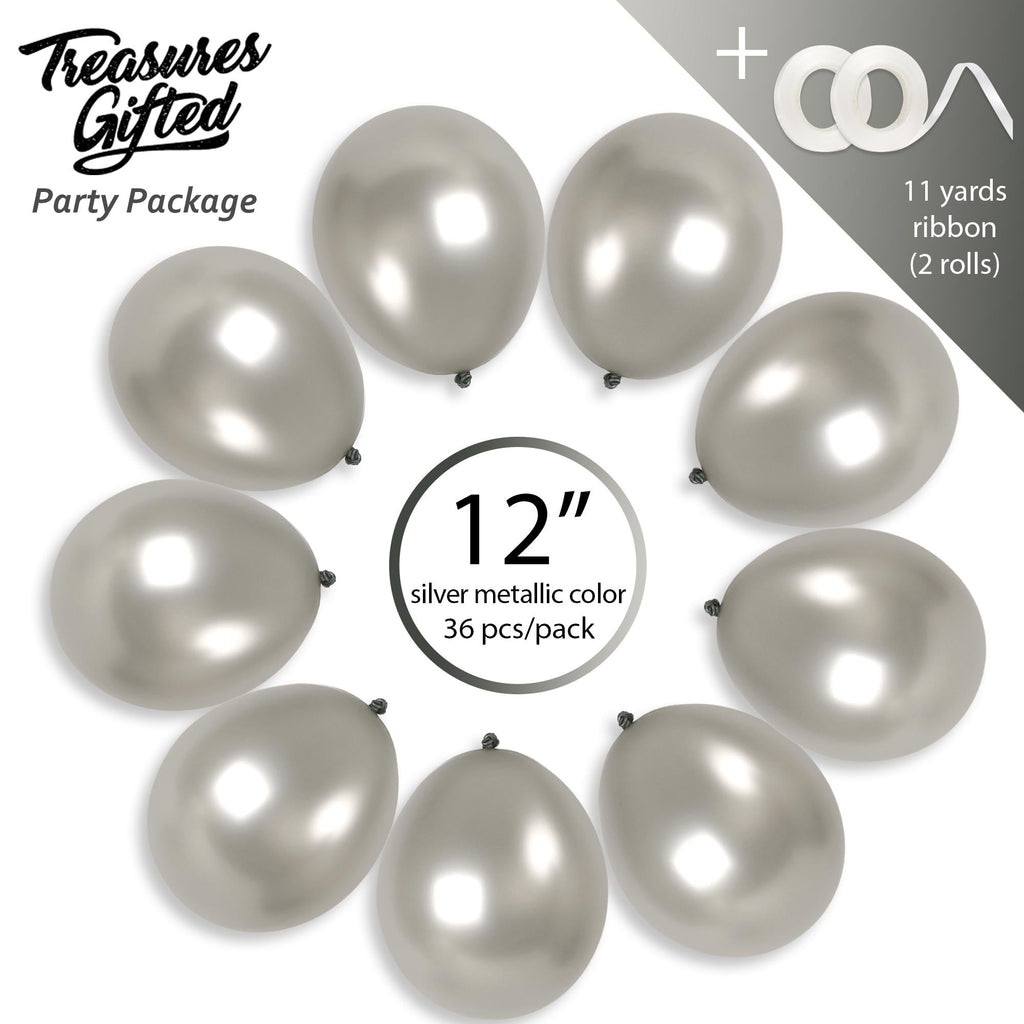 Pearlescent Silver Balloons - 12 Inch Latex Balloons