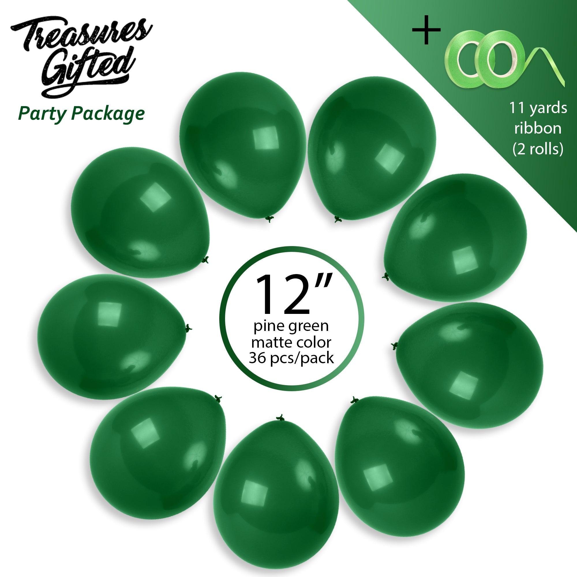 Dark Green Balloons - 12 Inch Latex Balloons