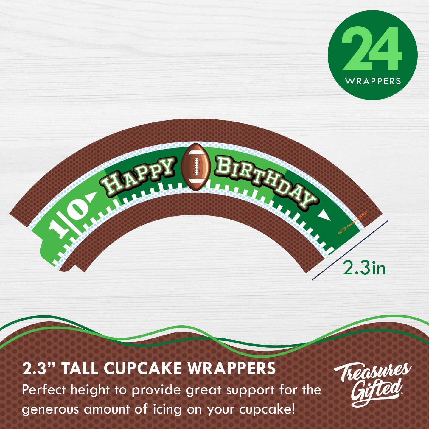 Football Birthday Party Supplies - Cupcake Toppers and Wrappers