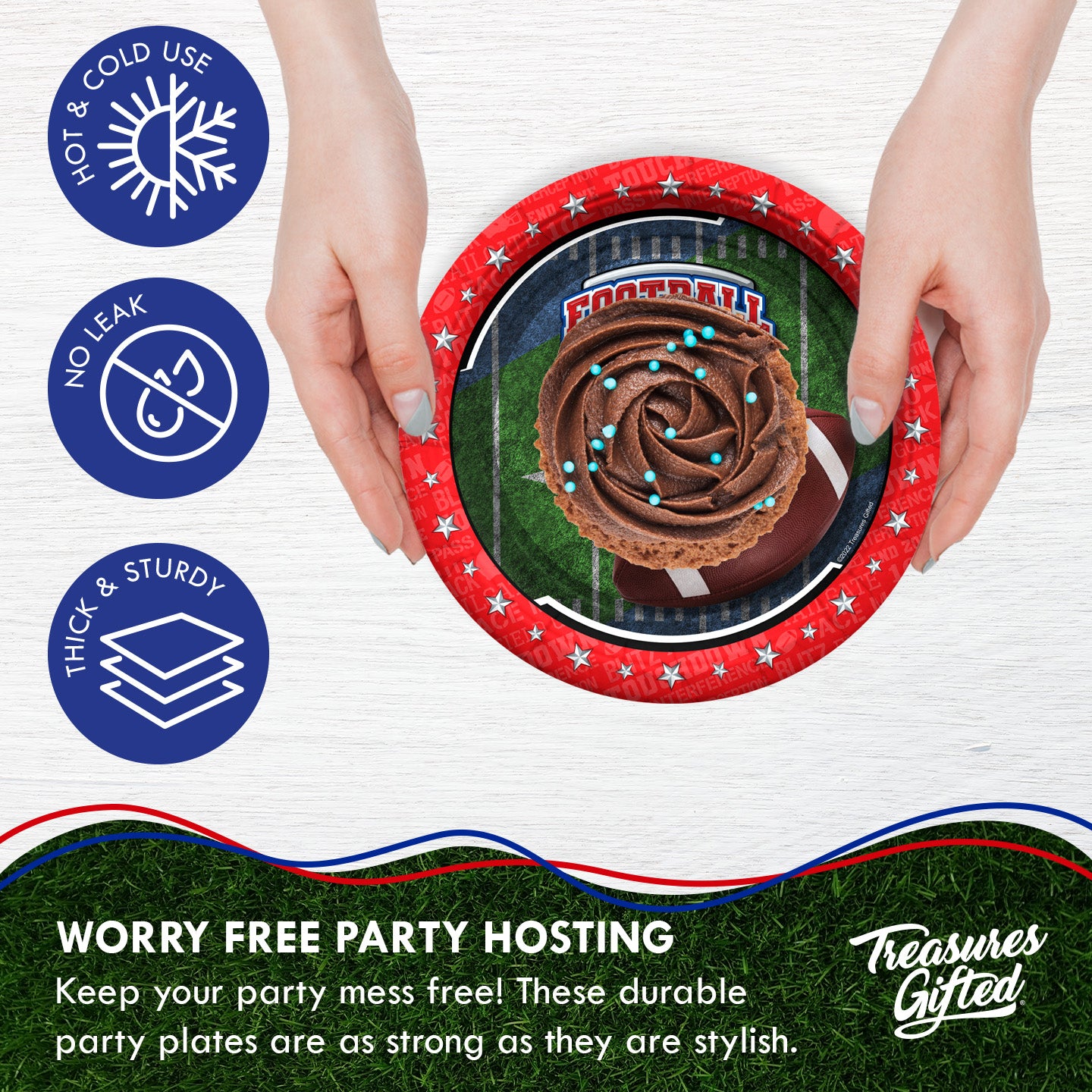 Football Plates 7in - Football Birthday Party Supplies