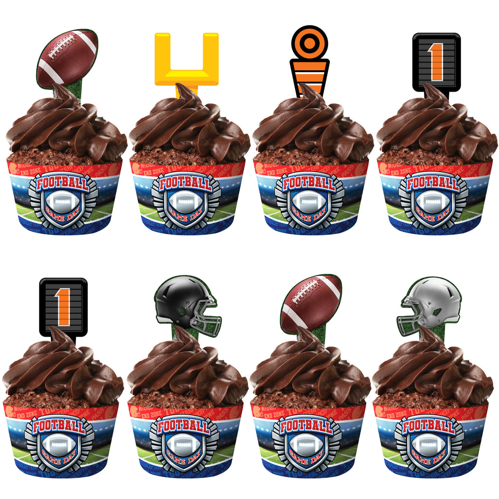 Football Cupcake Toppers & Football Cupcake Wrappers