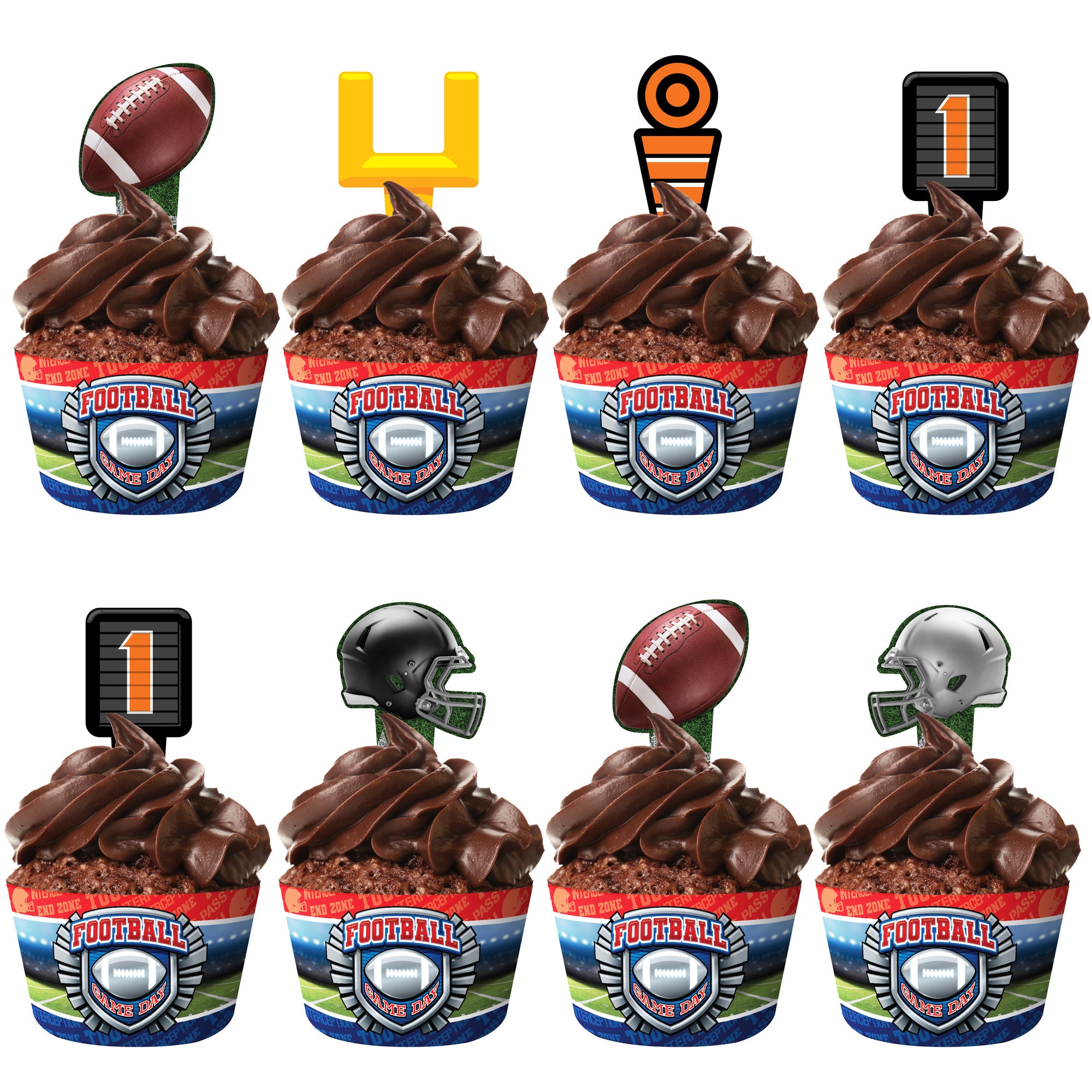 Football Cupcake Toppers & Football Cupcake Wrappers