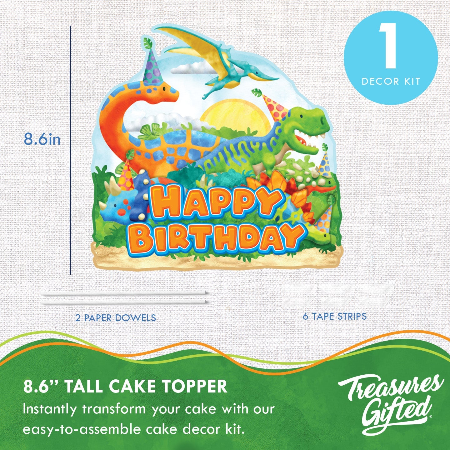 Dinosaur Cake Topper - Dinosaur Party Supplies