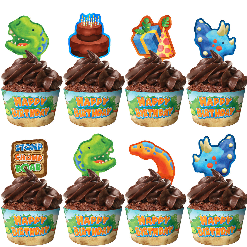 Dinosaur Cupcake Toppers & Dinosaur Cupcake Wrappers