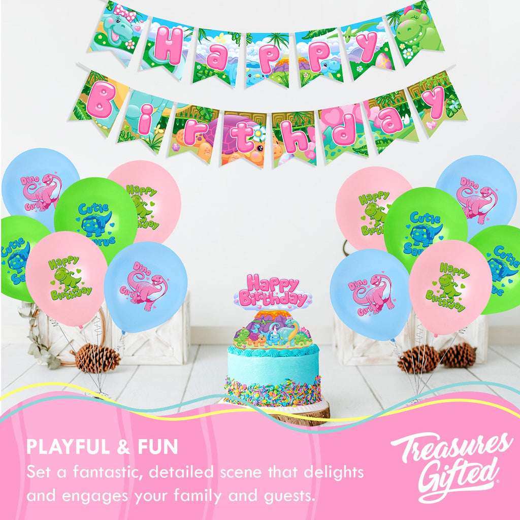 Girl Dinosaur Balloon Bouquet - Girl Dinosaur Party Supplies
